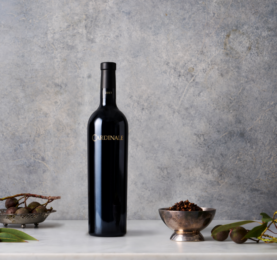 Close up shot of Cardinale Wine Bottle