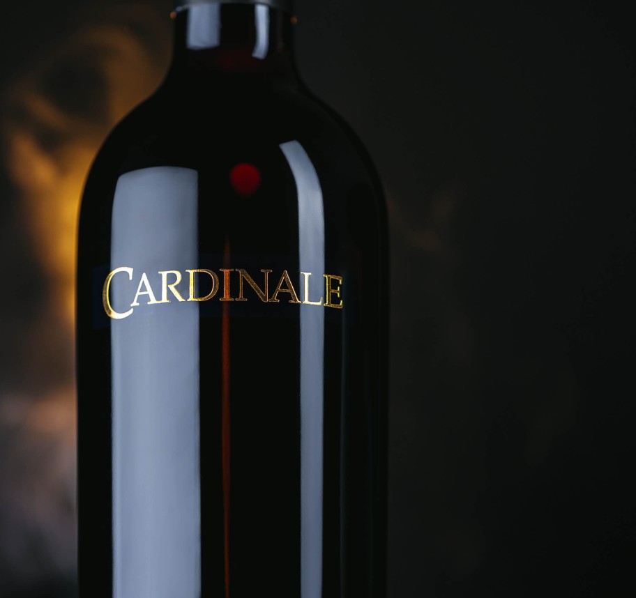 Close up shot of Cardinale Wine Bottle
