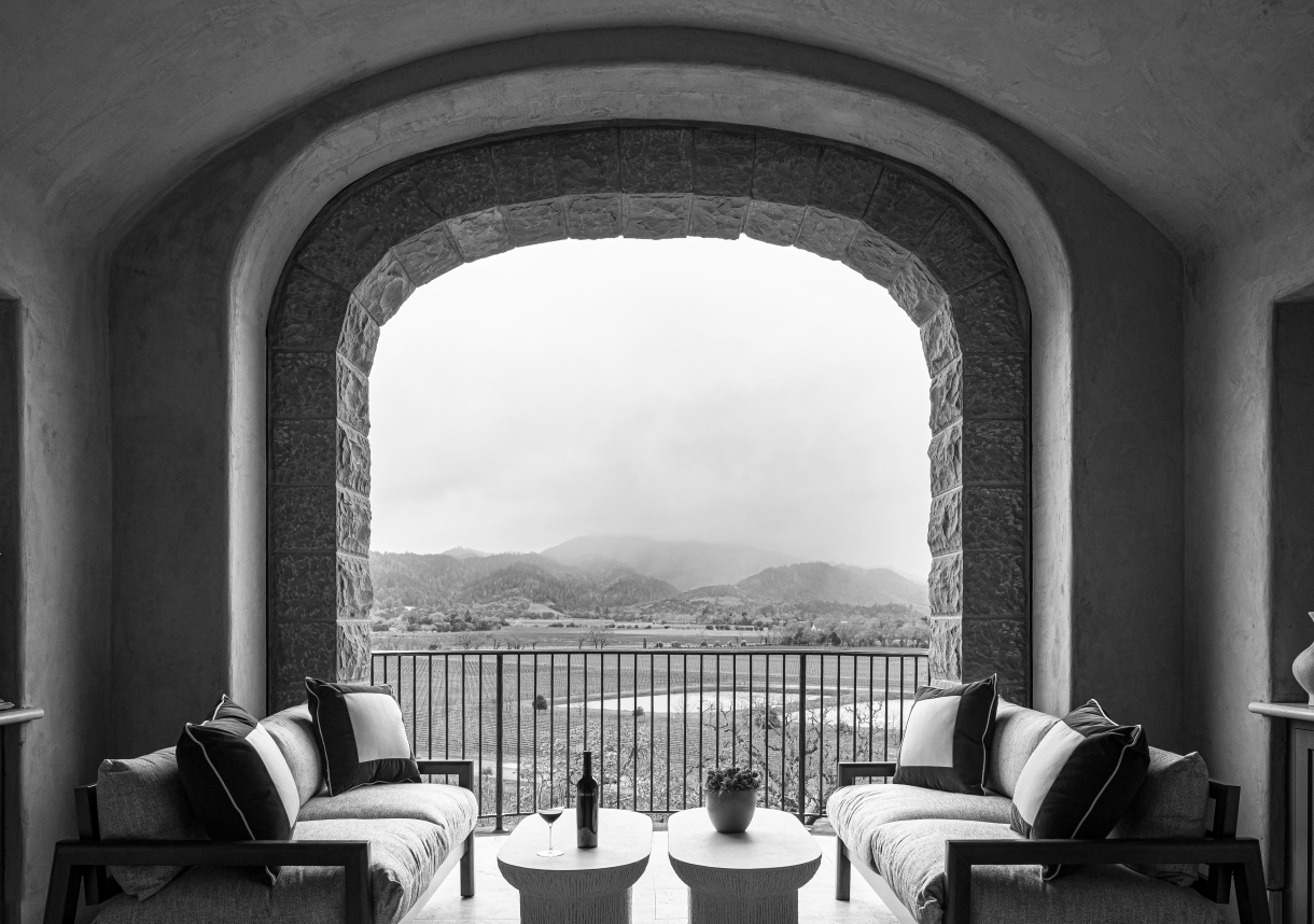 The Veeder Room Balcony at the Cardinale Estate – Oakville, Napa Valley